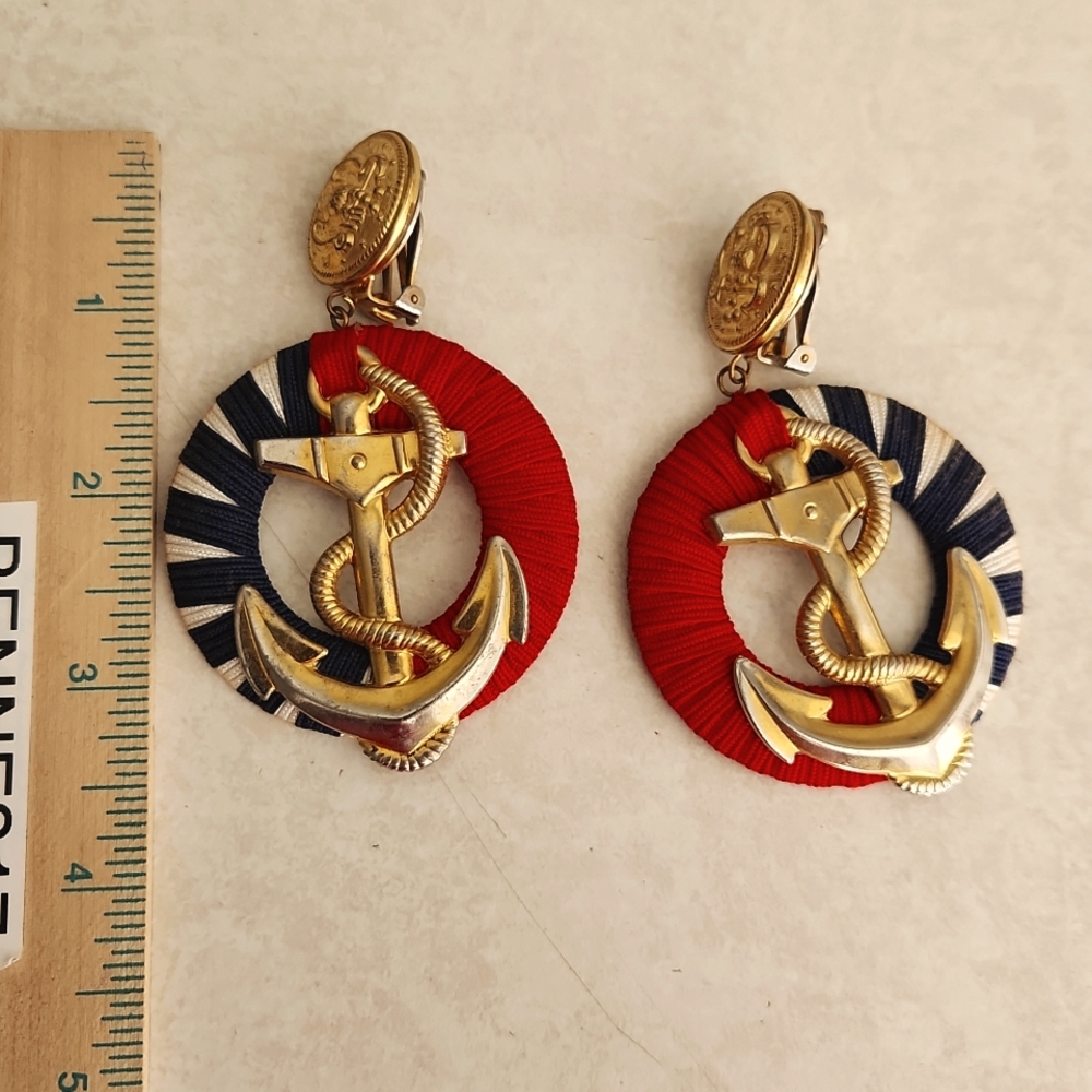 Nautical clip on earrings 1980's LARGE